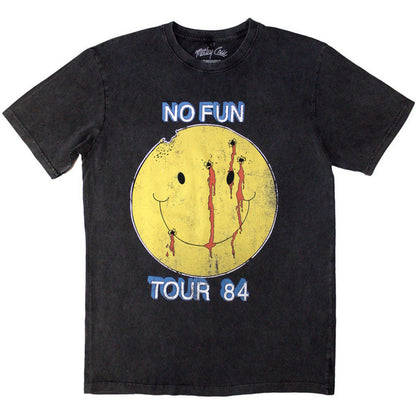 Charcoal Grey - Front - Motley Crue Unisex Adult No Fun Tour 1984 Back Print Stone Wash T-Shirt