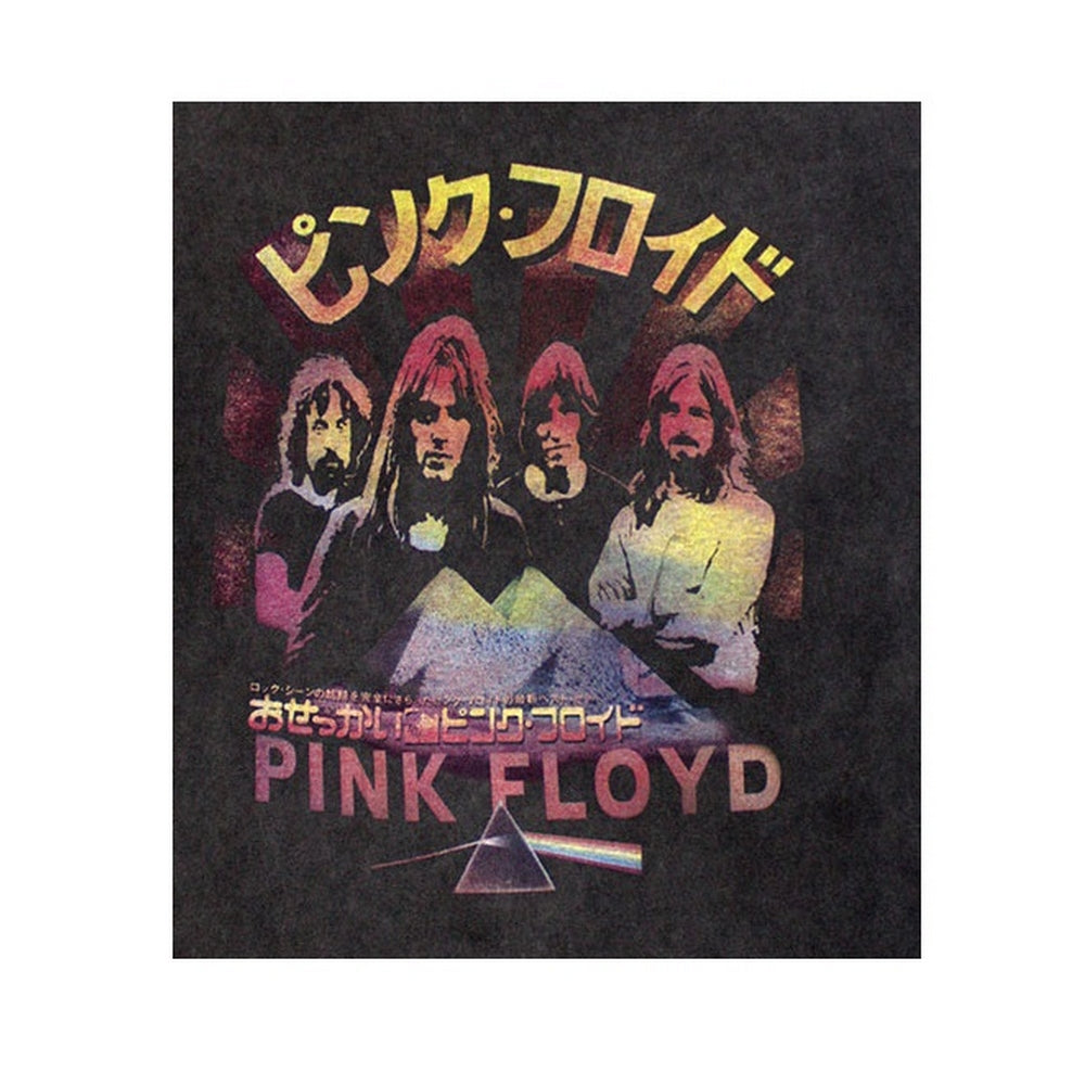 Charcoal Grey - Back - Pink Floyd Unisex Adult Japanese Poster Stone Wash T-Shirt