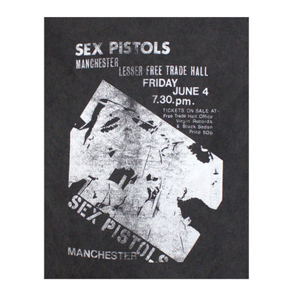 Charcoal Grey - Back - Sex Pistols Unisex Adult Manchester Flyer Stone Wash T-Shirt