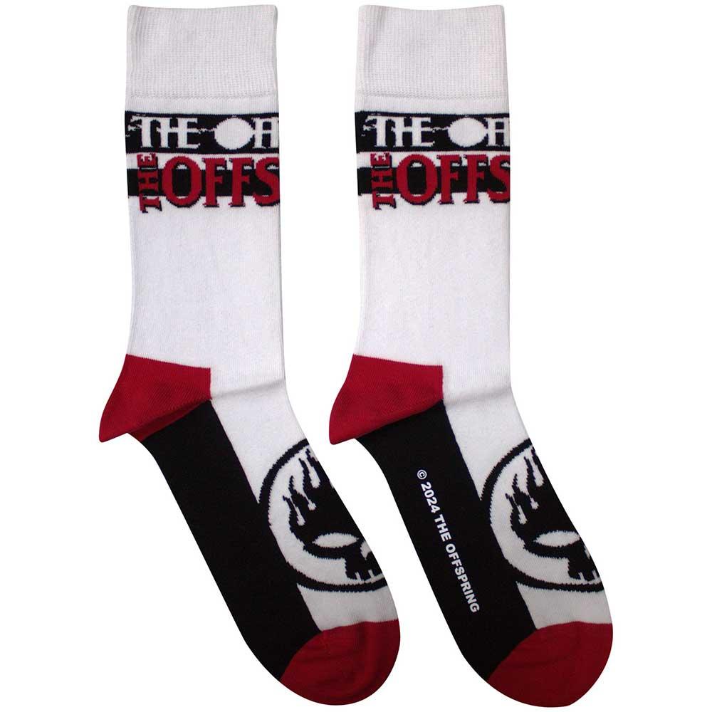 White - Front - The Offspring Unisex Adult Flaming Skull Logo Socks