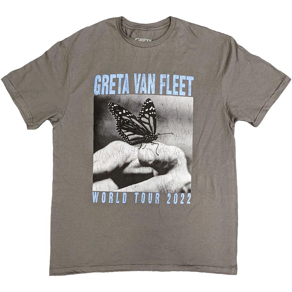 Charcoal Grey - Front - Greta Van Fleet Unisex Adult World Tour Butterfly T-Shirt