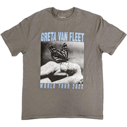 Charcoal Grey - Front - Greta Van Fleet Unisex Adult World Tour Butterfly T-Shirt