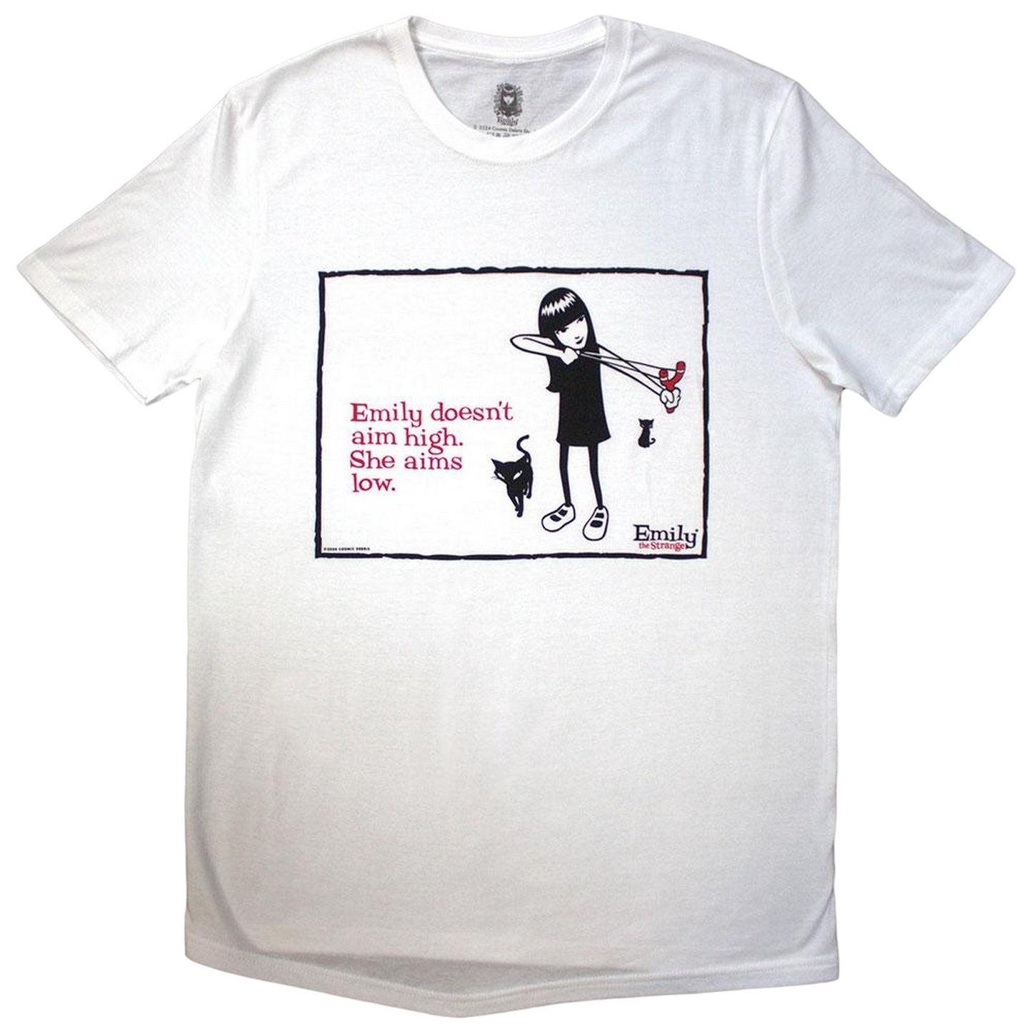White - Front - Emily The Strange Unisex Adult Aims Low T-Shirt
