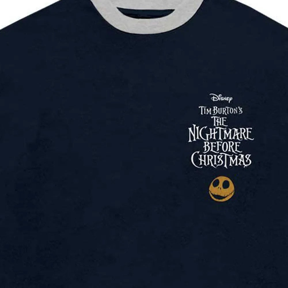 Navy Blue - Side - The Nightmare Before Christmas Unisex Adult Ghoul Embellished Long-Sleeved T-Shirt