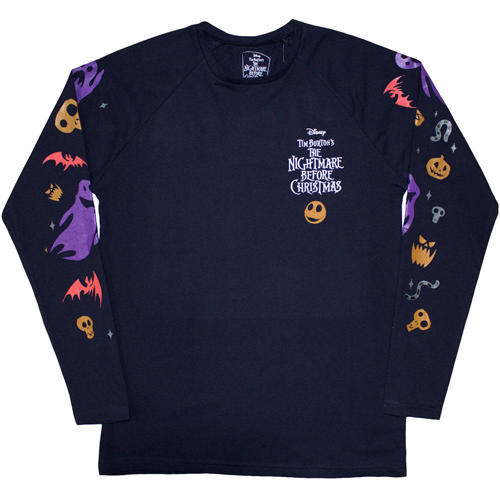 Navy Blue - Front - The Nightmare Before Christmas Unisex Adult Ghoul Embellished Long-Sleeved T-Shirt