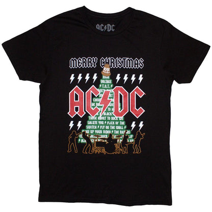 Black - Front - AC-DC Unisex Adult Merry Christmas T-Shirt