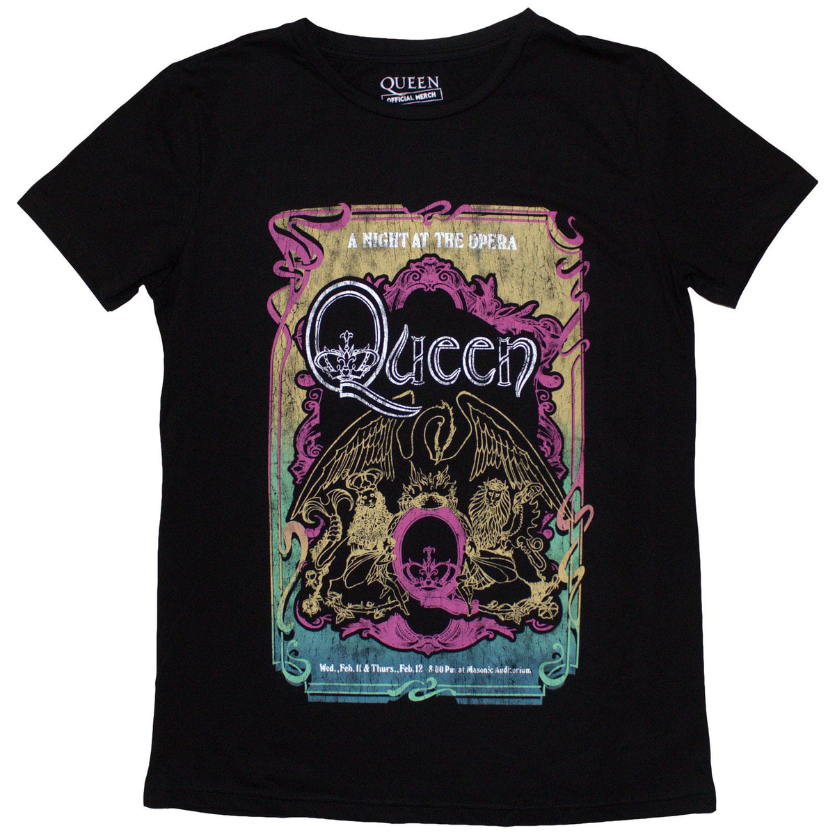 Black - Front - Queen Womens-Ladies A Night At The Opera Tour ´76 T-Shirt