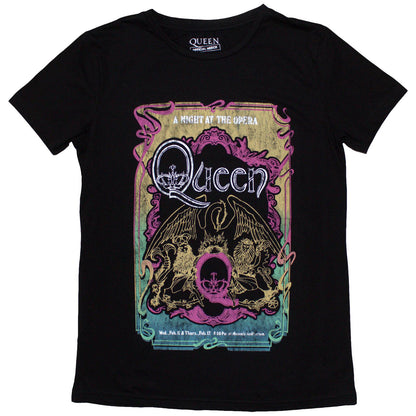 Black - Front - Queen Womens-Ladies A Night At The Opera Tour ´76 T-Shirt