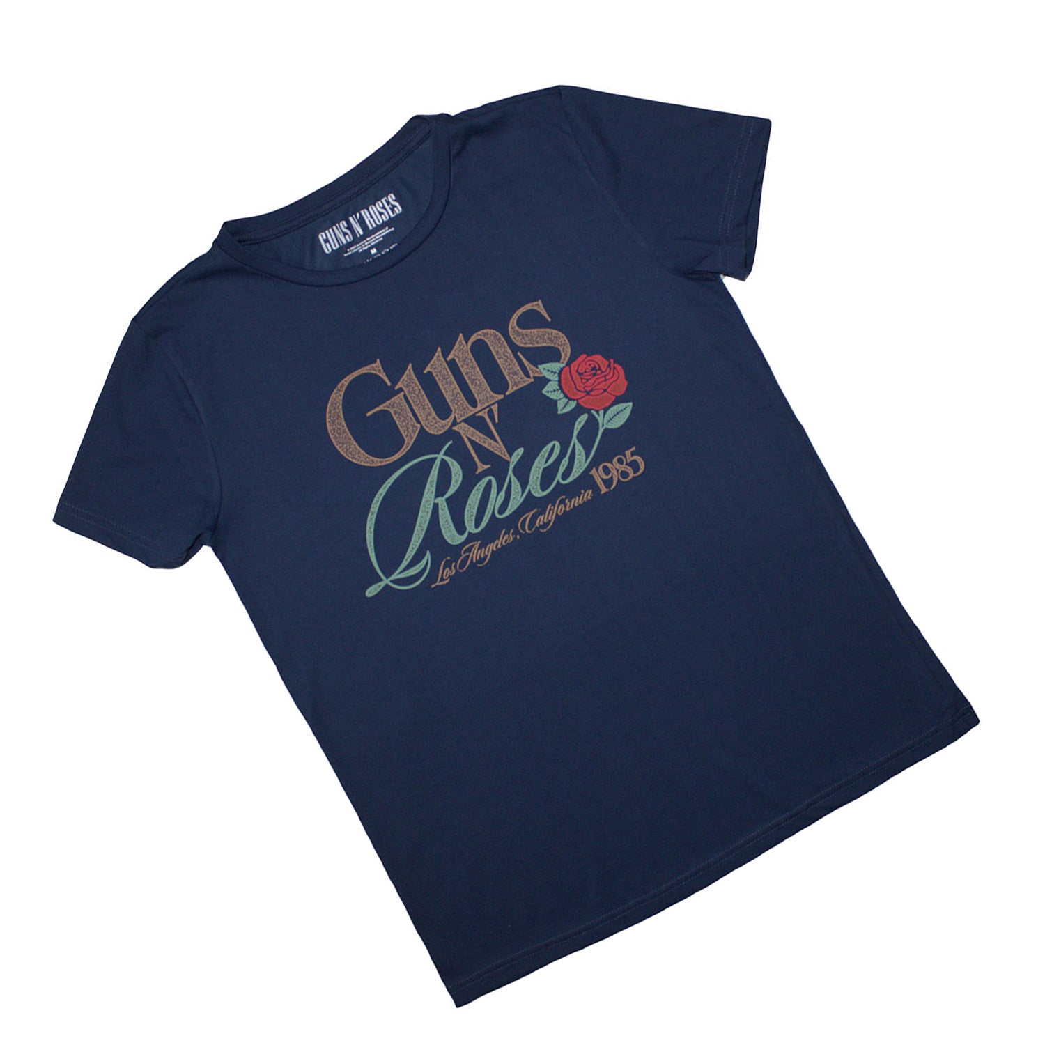 Denim Blue - Back - Guns N Roses Womens-Ladies California 1985 T-Shirt