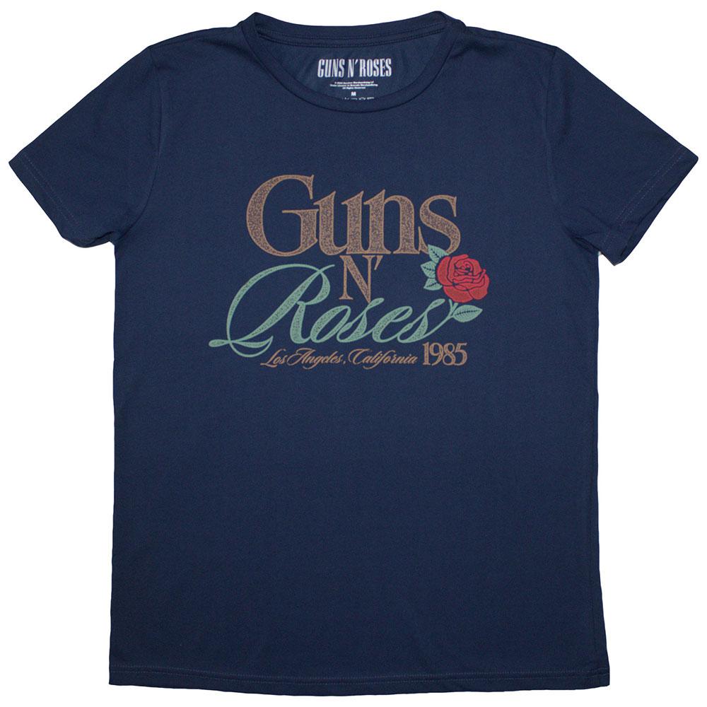 Denim Blue - Front - Guns N Roses Womens-Ladies California 1985 T-Shirt