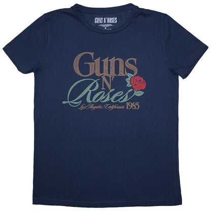 Denim Blue - Front - Guns N Roses Womens-Ladies California 1985 T-Shirt