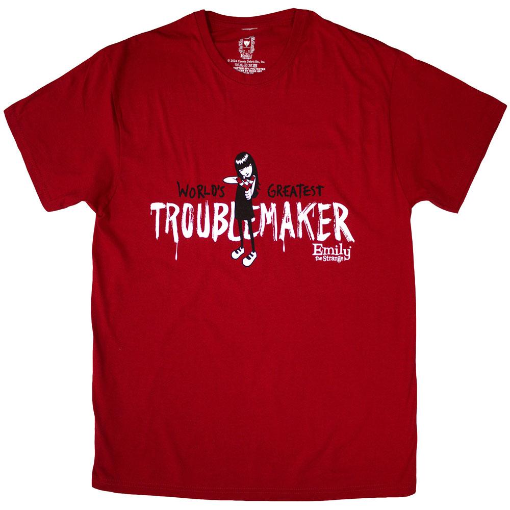 Red - Front - Emily The Strange Unisex Adult Troublemaker T-Shirt
