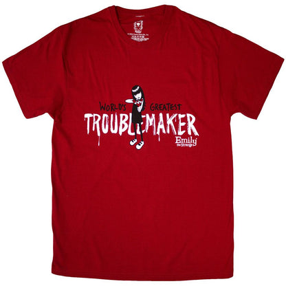 Red - Front - Emily The Strange Unisex Adult Troublemaker T-Shirt