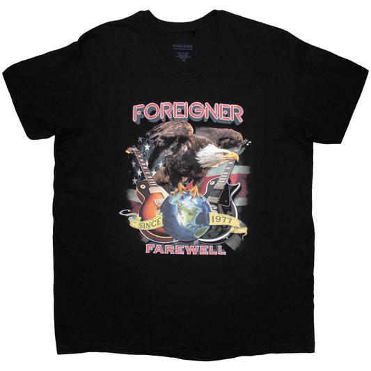 Black - Front - Foreigner Unisex Adult Farewell Eagle T-Shirt