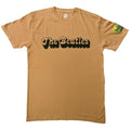 Sand - Front - The Beatles Unisex Adult 70s Sleeve Print Logo T-Shirt