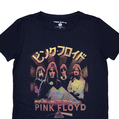 Navy Blue - Back - Pink Floyd Womens-Ladies Japan Poster T-Shirt