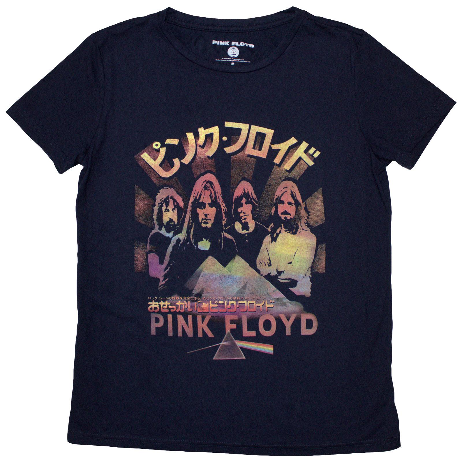 Navy Blue - Front - Pink Floyd Womens-Ladies Japan Poster T-Shirt
