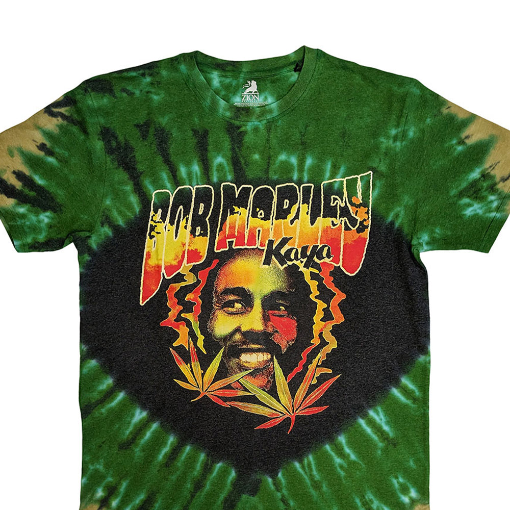 Green - Back - Bob Marley Unisex Adult Kaya Smoke Washed T-Shirt