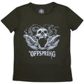 Green - Front - The Offspring Womens-Ladies Feathered Winged Skull T-Shirt
