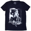 Navy Blue - Front - Tupac Shakur Womens-Ladies Spray Photo T-Shirt