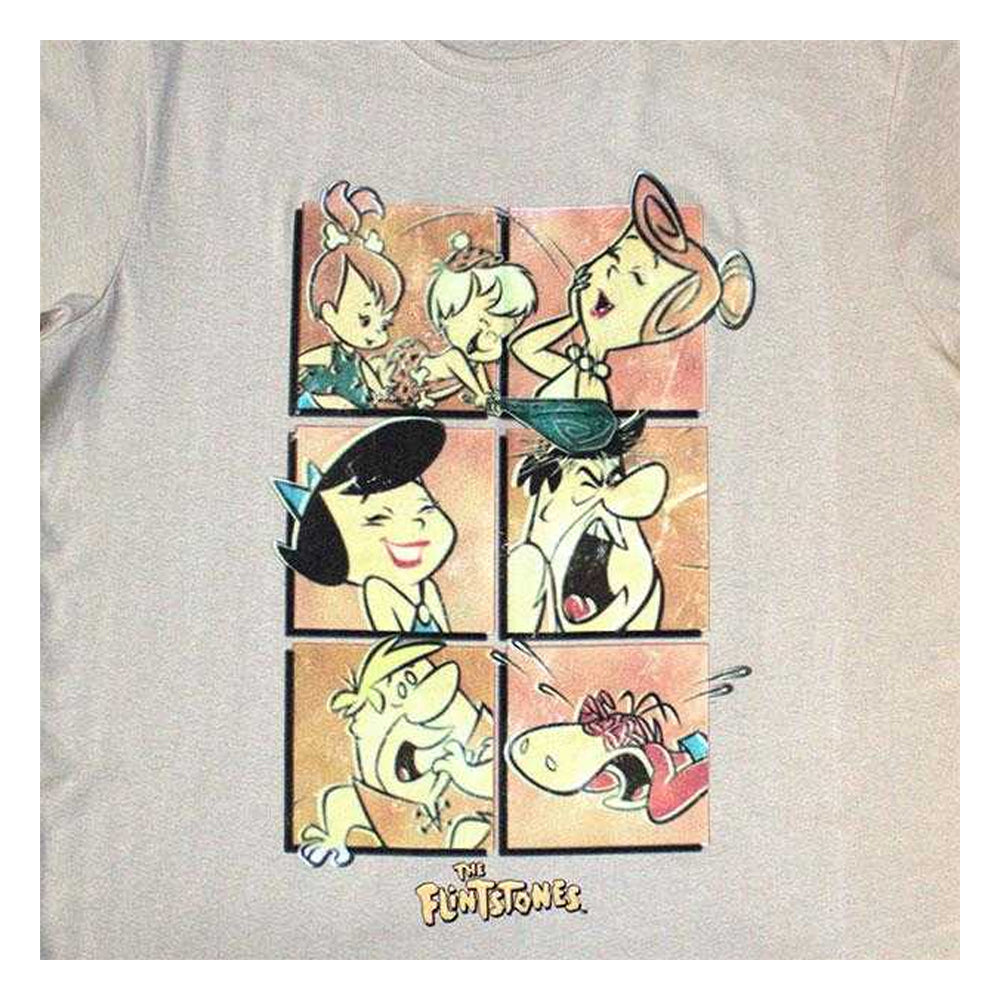 Sand - Back - The Flintstones Unisex Adult Grid T-Shirt