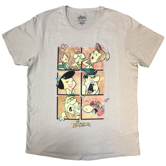Sand - Front - The Flintstones Unisex Adult Grid T-Shirt