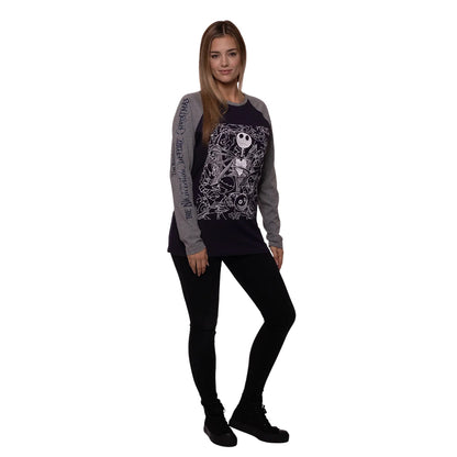 Navy Blue-Grey - Lifestyle - Nightmare Before Christmas Unisex Adult Jack Crowd Long-Sleeved T-Shirt