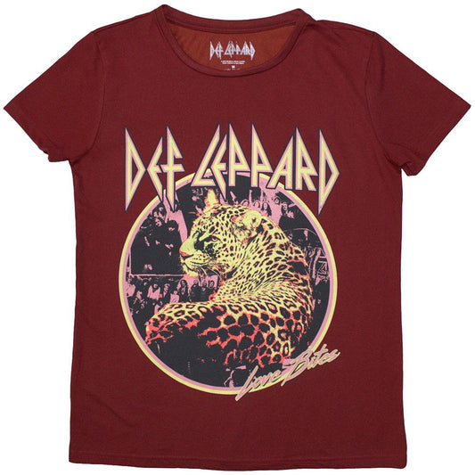 Red - Front - Def Leppard Womens-Ladies Love Bites T-Shirt