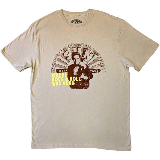 Sand - Front - Elvis Presley Unisex Adult Where R&R Was Born Sun Records T-Shirt