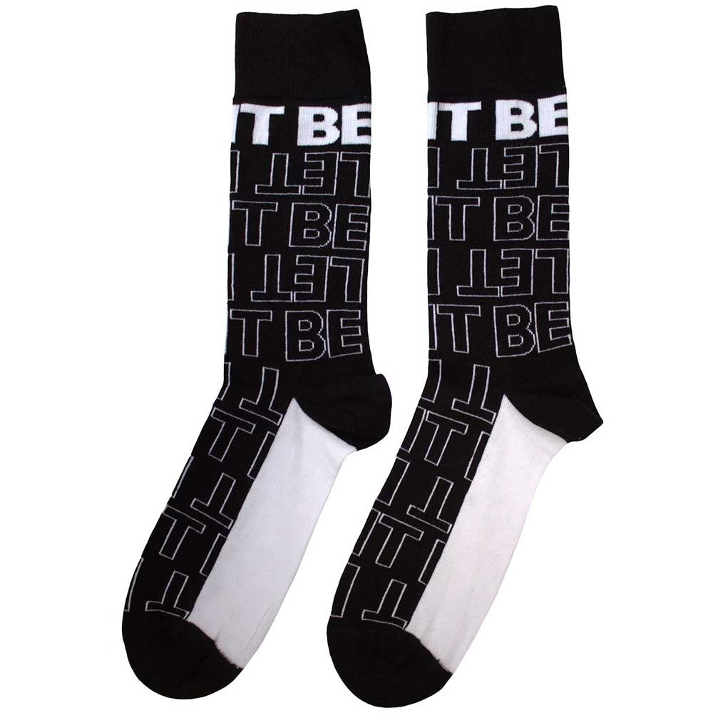Black - Back - The Beatles Unisex Adult Let It Be Text Outlines Repeat Socks