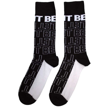 Black - Back - The Beatles Unisex Adult Let It Be Text Outlines Repeat Socks
