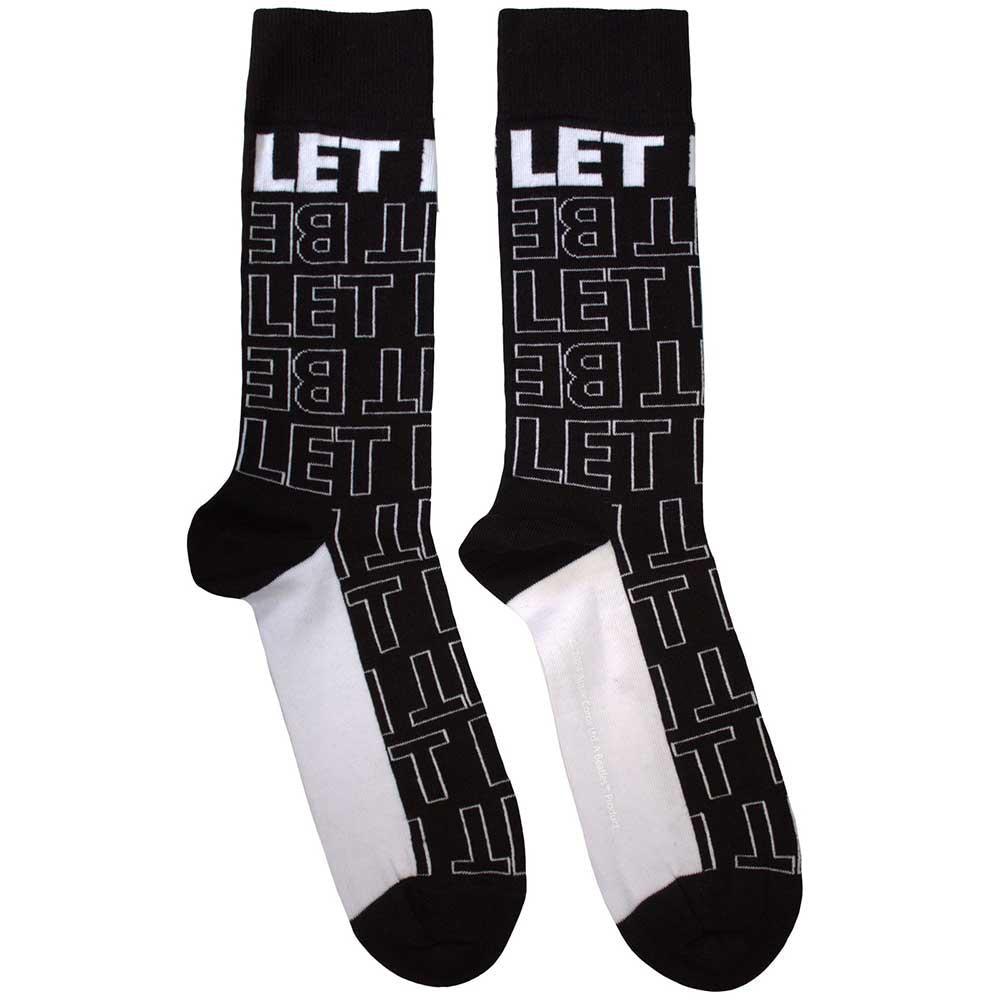 Black - Front - The Beatles Unisex Adult Let It Be Text Outlines Repeat Socks