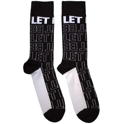 Black - Front - The Beatles Unisex Adult Let It Be Text Outlines Repeat Socks