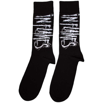 Black - Back - In Flames Unisex Adult Logo Socks
