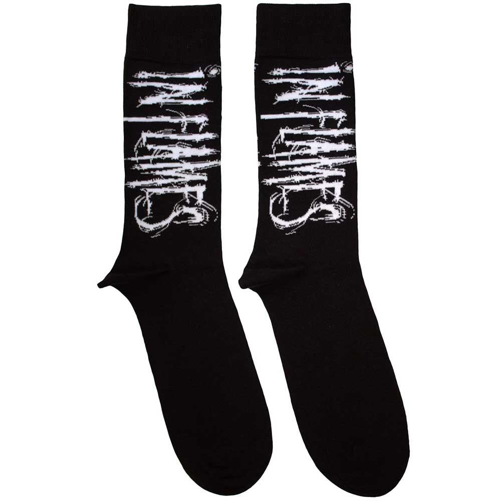 Black - Front - In Flames Unisex Adult Logo Socks