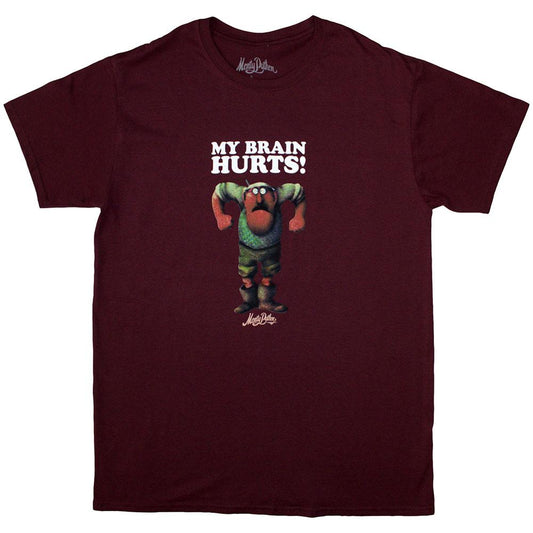 Maroon Red - Front - Monty Python Unisex Adult My Brain Hurts T-Shirt