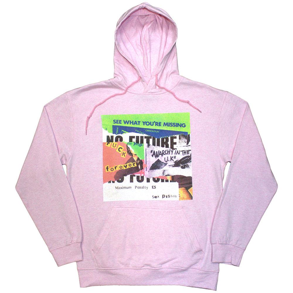 Pink - Front - Sex Pistols Unisex Adult Collage Pullover Hoodie