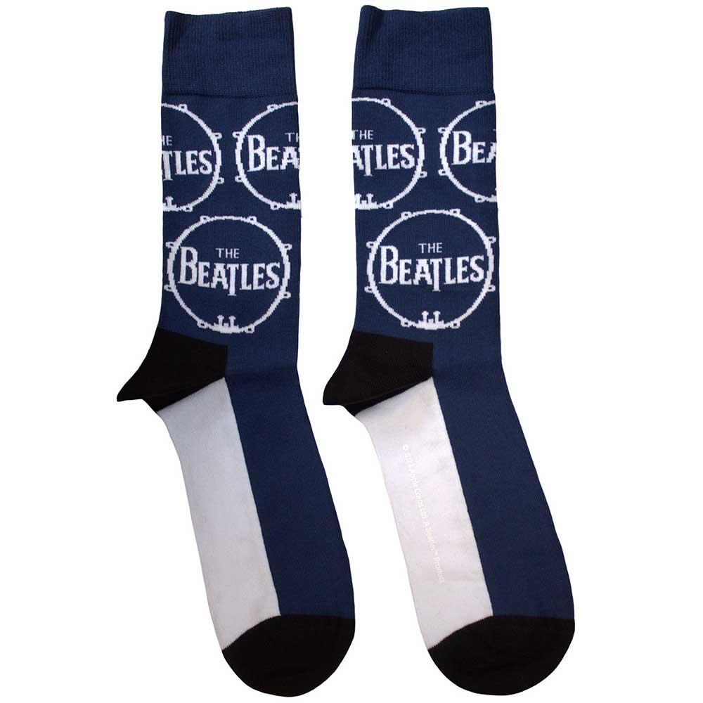 Navy Blue - Front - The Beatles Unisex Adult Drum Logo Socks