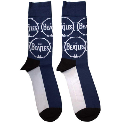 Navy Blue - Front - The Beatles Unisex Adult Drum Logo Socks