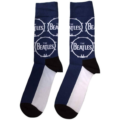 Navy Blue - Back - The Beatles Unisex Adult Drum Logo Socks