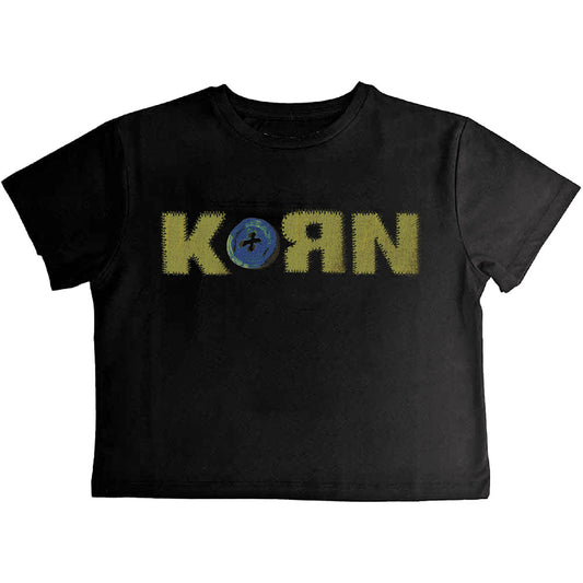 Black - Front - Korn Womens-Ladies Doll Issues Crop Top