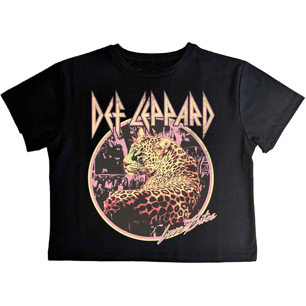 Black - Front - Def Leppard Womens-Ladies Love Bites Crop Top