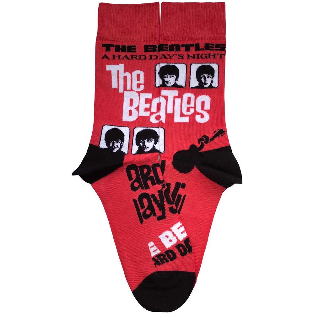 Red - Back - The Beatles Unisex Adult A Hard Day´s Night Socks