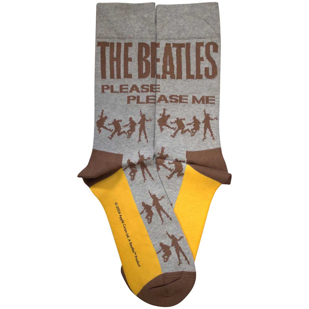 Grey - Back - The Beatles Unisex Adult Please Please Me Silhouette Socks