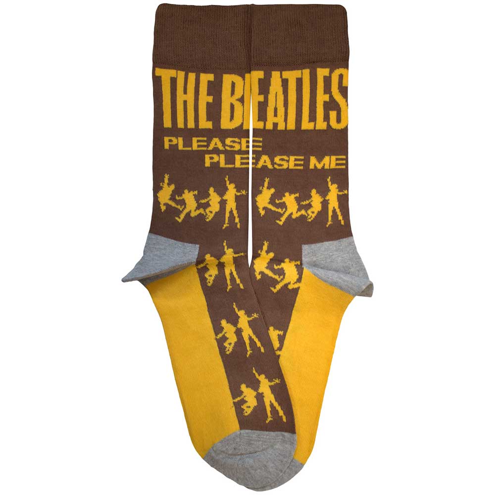 Brown - Back - The Beatles Unisex Adult Please Please Me Silhouette Socks