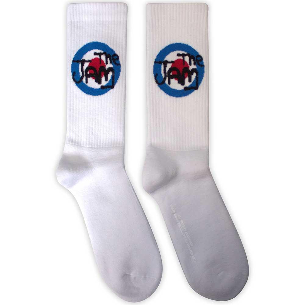 White - Front - The Jam Unisex Adult Target Logo Terrycloth Socks