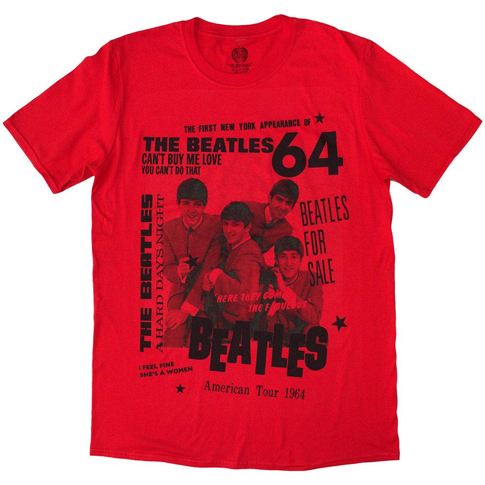 Red - Front - The Beatles Unisex Adult 1964 T-Shirt