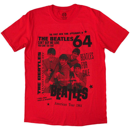 Red - Front - The Beatles Unisex Adult 1964 T-Shirt