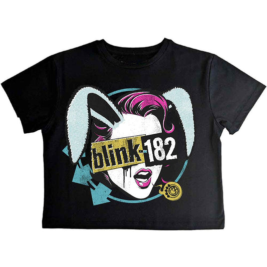 Black - Front - Blink 182 Womens-Ladies Blind Date Crop Top