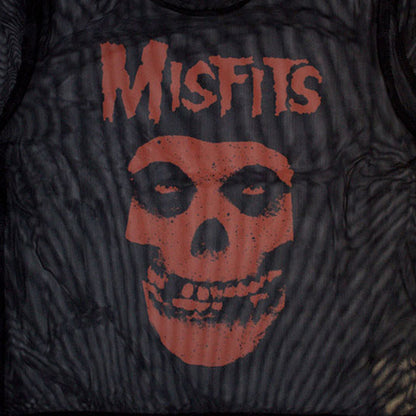 Black-Orange - Back - Misfits Womens-Ladies Skull Mesh Logo Crop Top